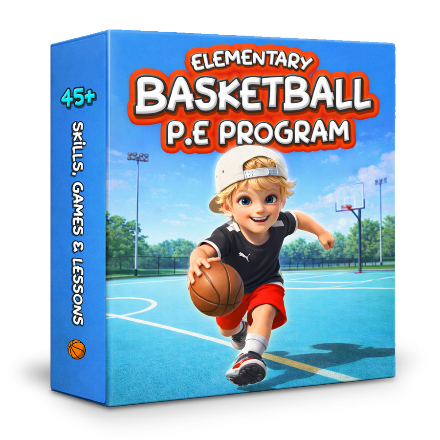 Basketball PE lessons for grades 3–6 – gym unit with lesson plans, drills, skills and games for elementary physical education