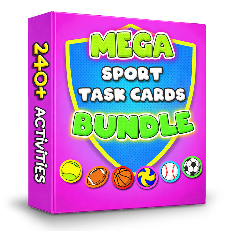 Sports PE task card skills bundle – 240+ task cards and videos for grades K–6 physical education