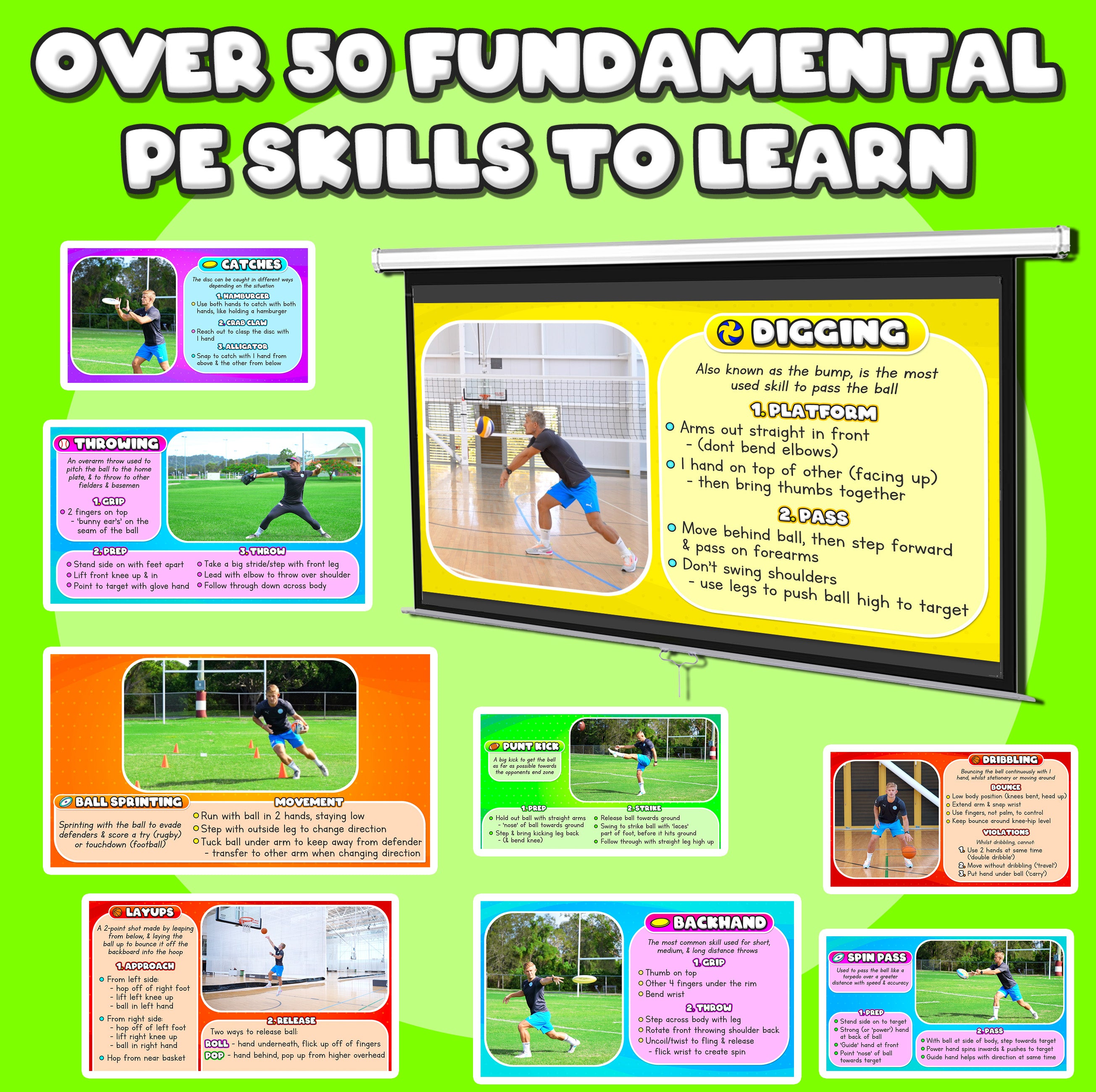 How to teach Sports - Fundamental PE skills (slides + videos)