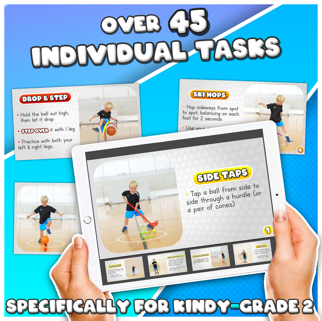 Kindergarten - Grade 2 PE Challenges - Flash cards + stations