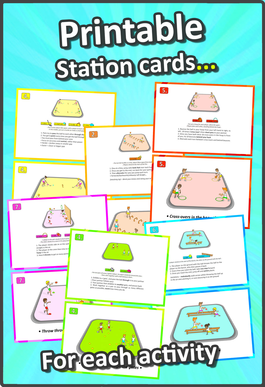 PE Games + Skill Stations: 50 activities for physical education - Grade 3-6