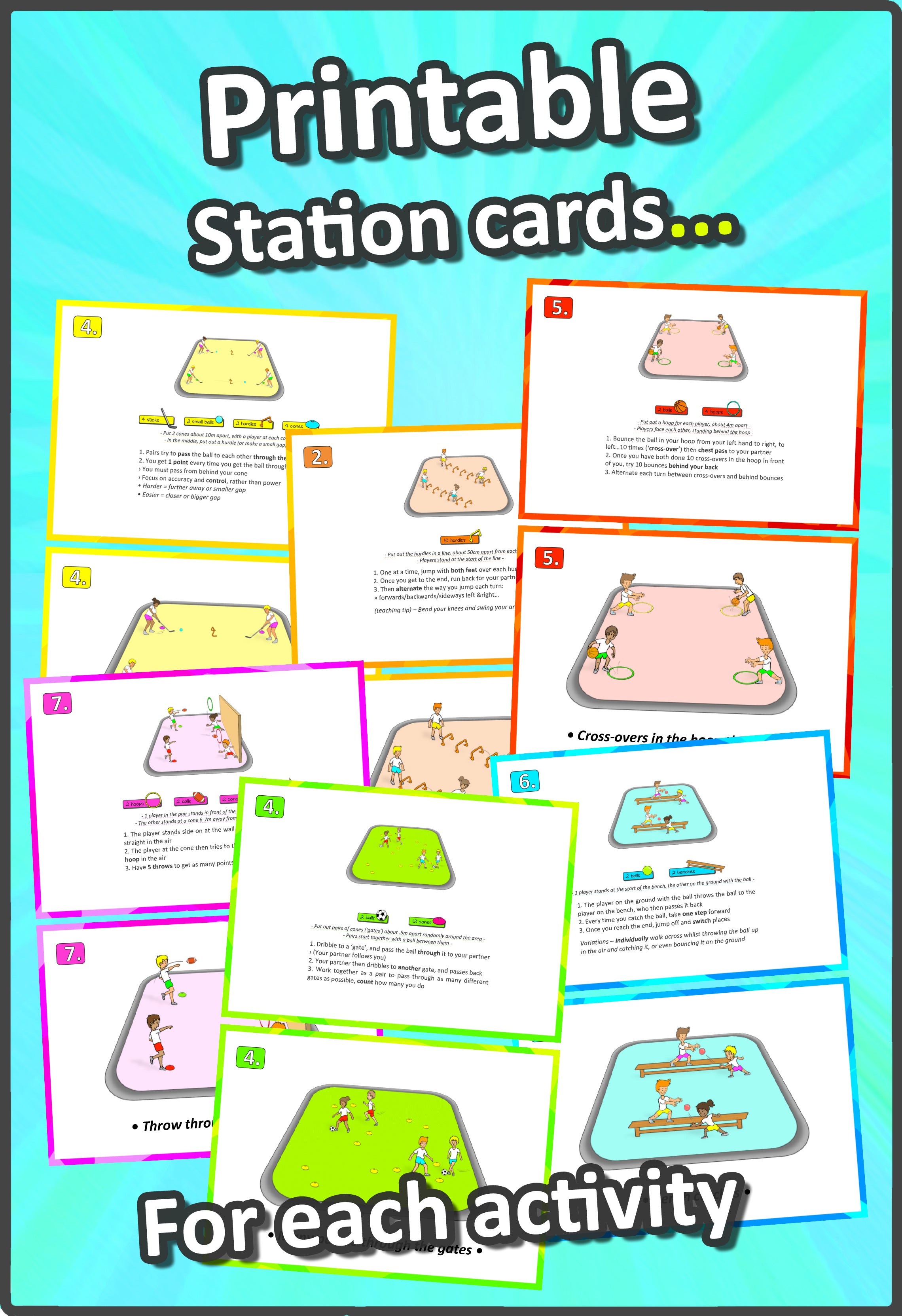 PE Games + Skill Stations: 50 activities for physical education - Grade 3-6