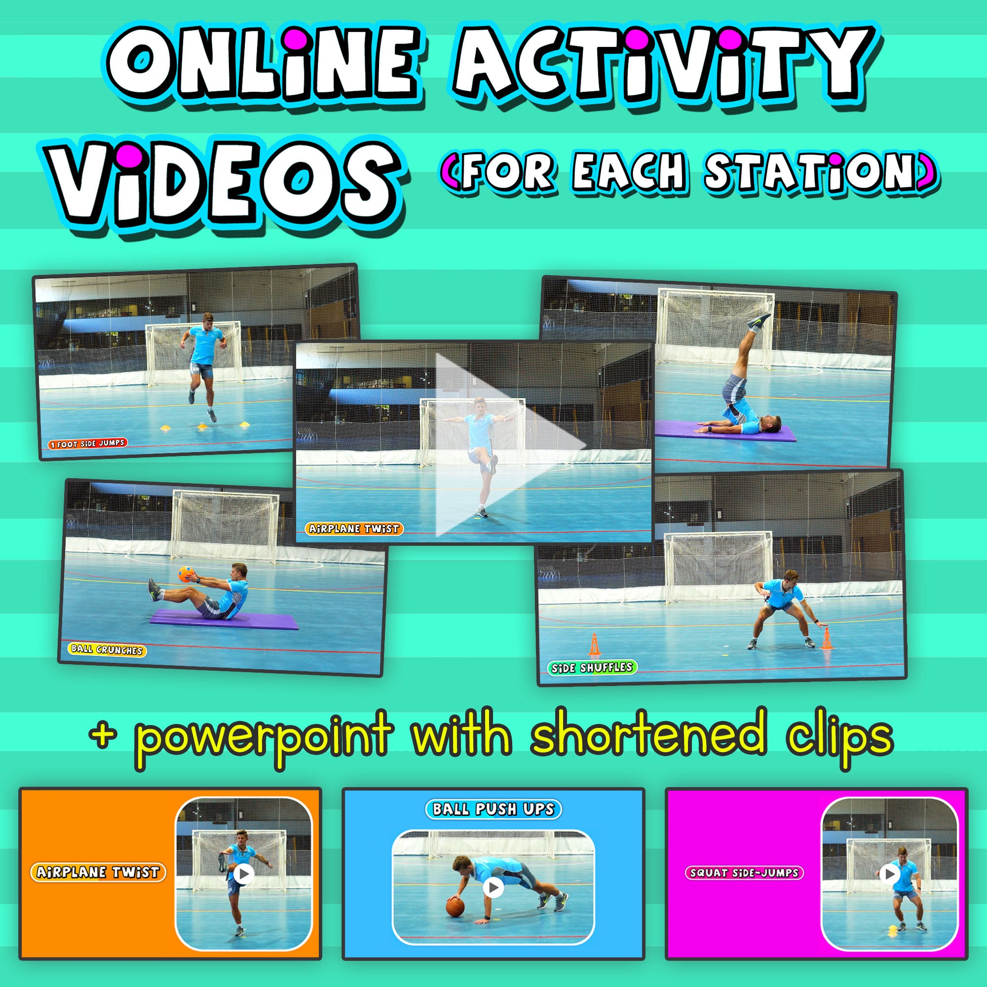 PE Fitness Circuit Station cards - 36 more tasks with cards & videos (Vol.2)