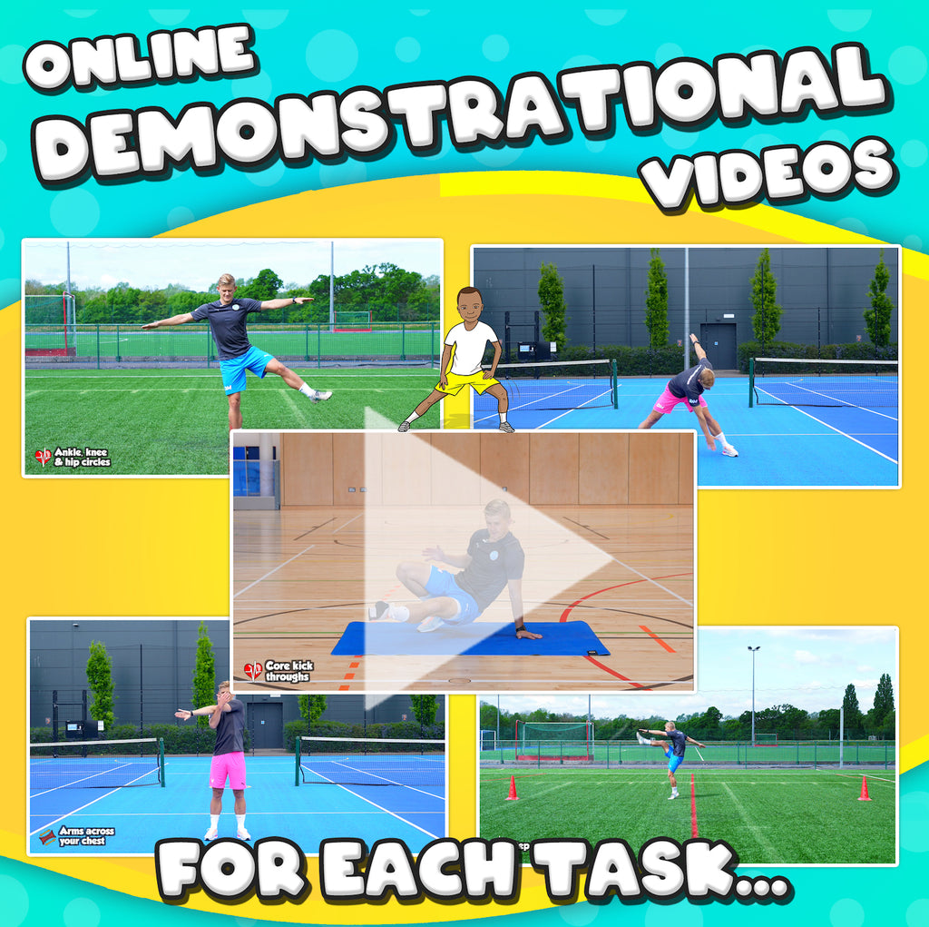 PE Warm ups & stretching: Task cards (+videos) for Physical Education