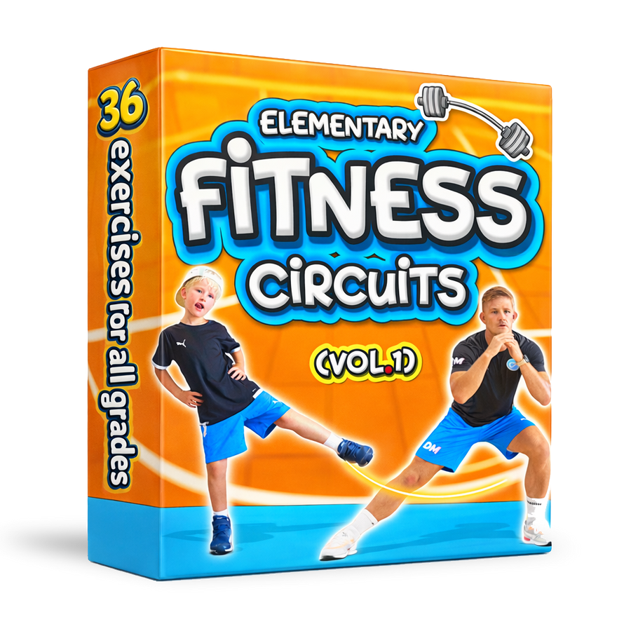 PE fitness circuit station cards Vol.1 – 36 gym task cards with videos for elementary physical education