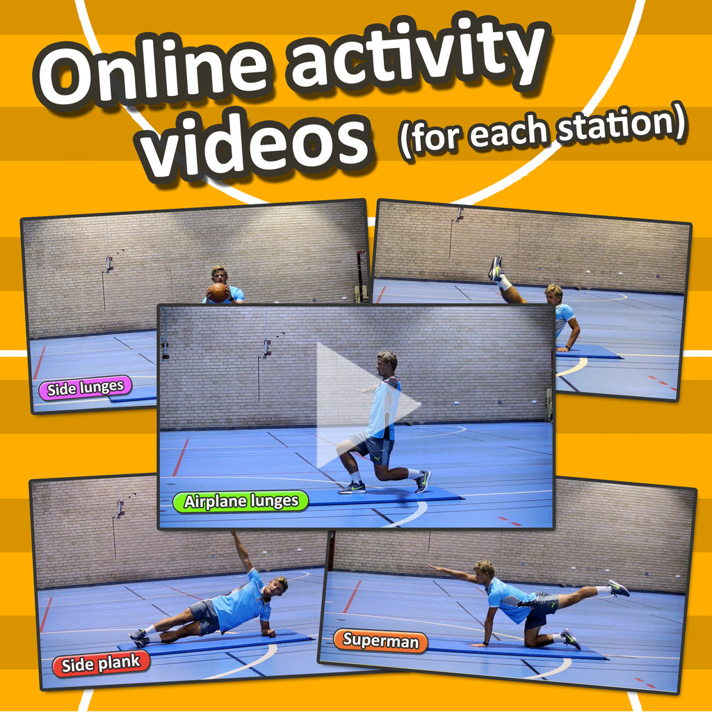 PE Fitness Circuit Station cards - 36 gym tasks with cards & videos (Vol.1)